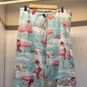 Nick & Nora Flannel Flamingo Print Sleepwear Pajamas bottoms Size M